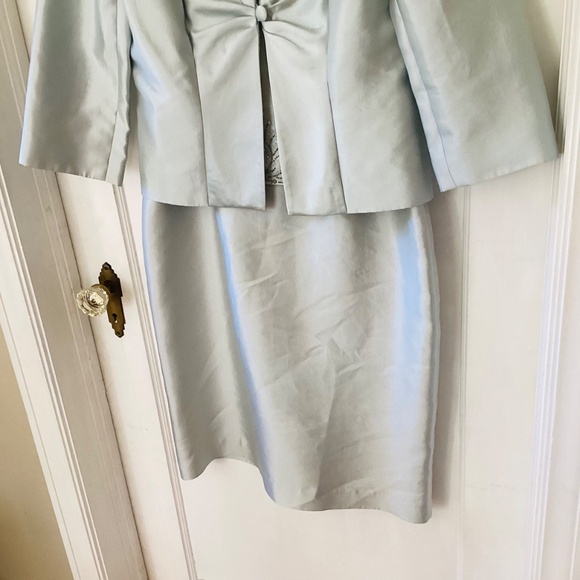ADRIANNA PAPELL SILK OCCASION FORMAL beaded Dress JACKET WEDDING MOB size 10 - Picture 3 of 16